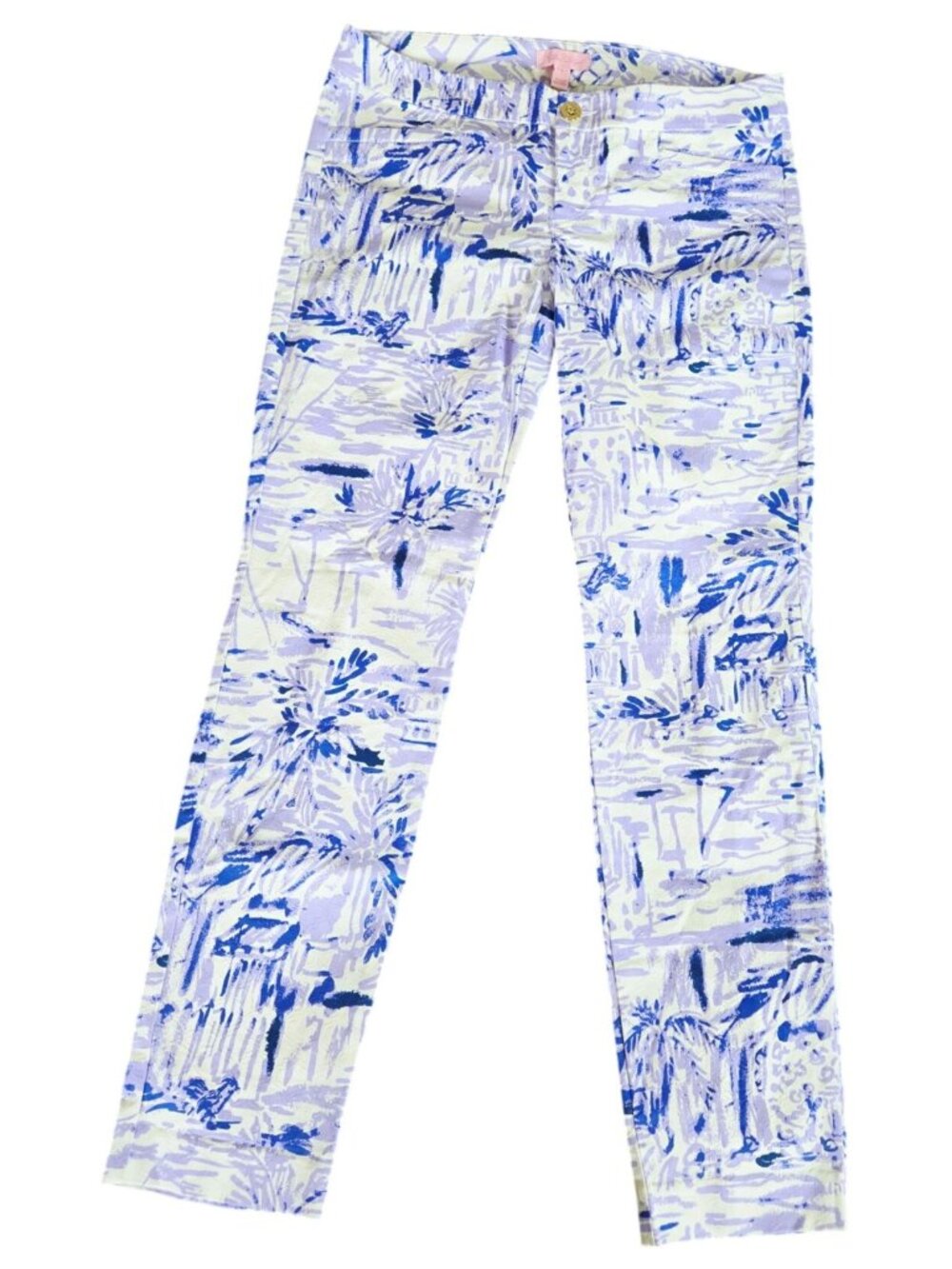 Lilly Pulitzer Kelly Skinny Ankle Pants Lilac Verben Rock the Dock Print Size 4